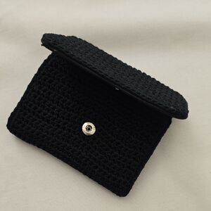 The Sak Black Knit Details Wallet with Silver Button